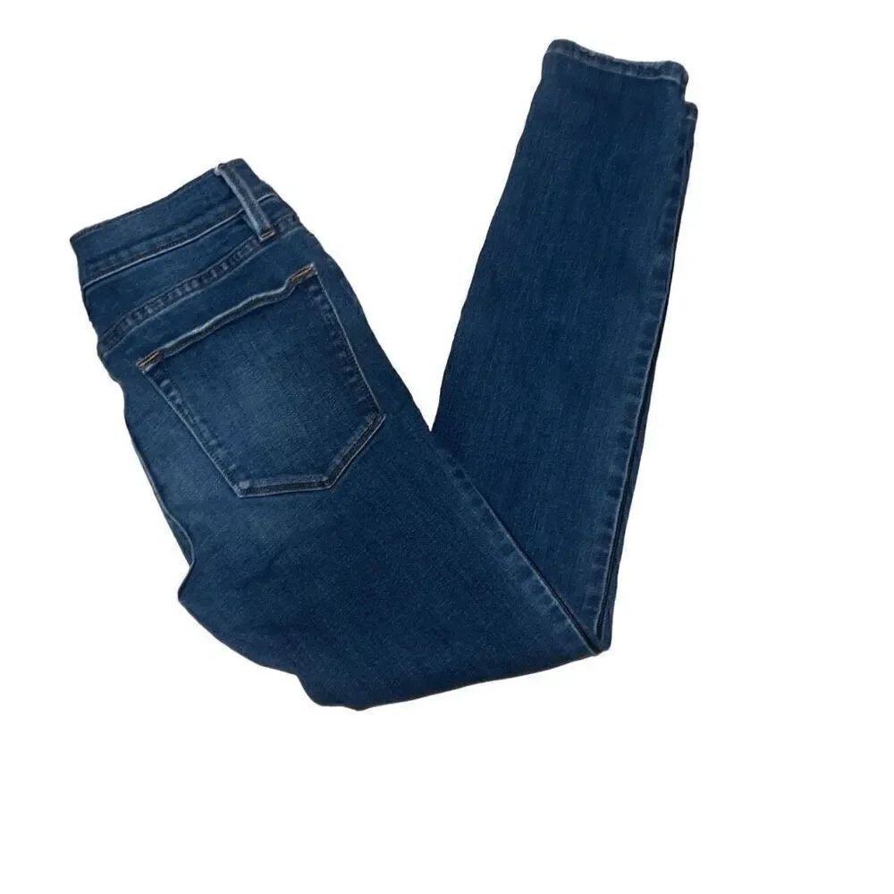 Frame Denim Le High Skinny Denim Jeans Serrano Black Piping Sz 24 Stretch